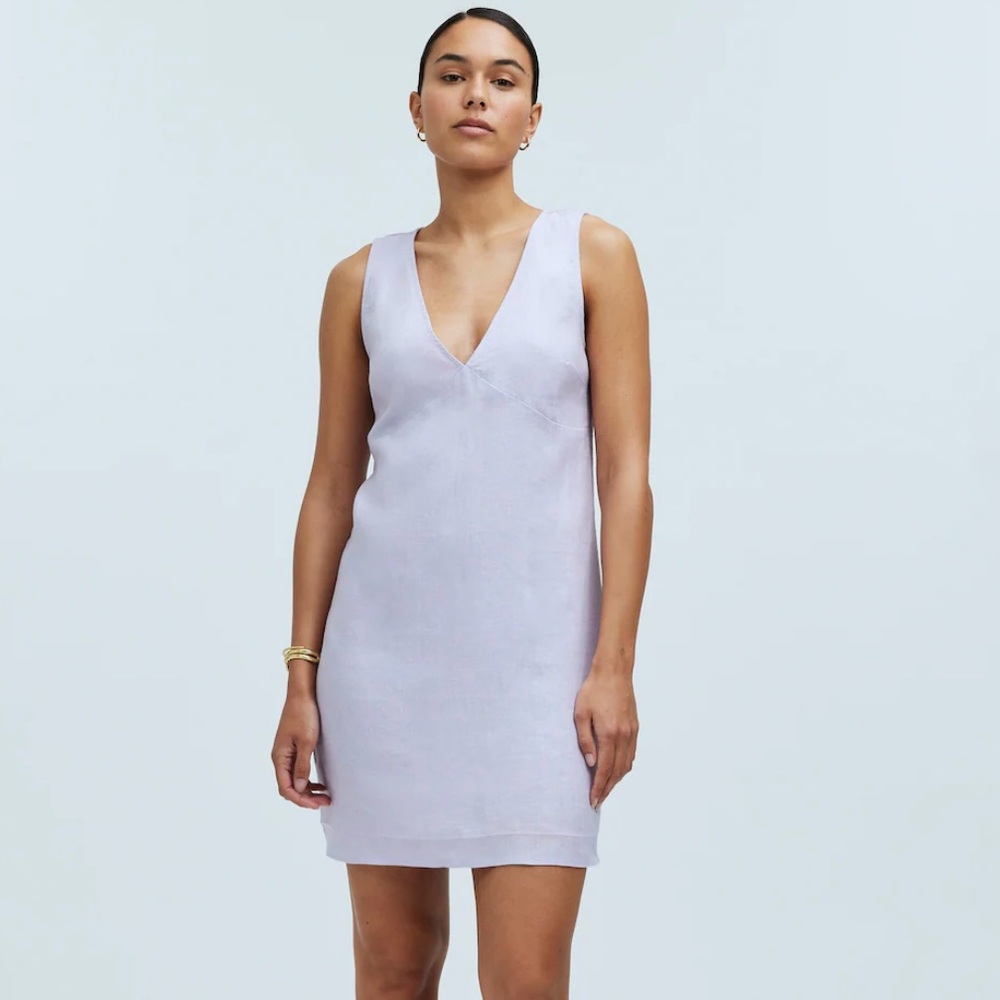 Madewell The Ariana V-Neck Mini Dress in Whisper Violet
